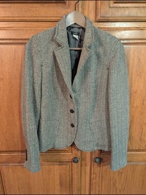 J. Crew Women's Black & White Herringbone Blazer